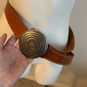 Brown Leather Belt Bag with Silver Buckle purchased in Spain